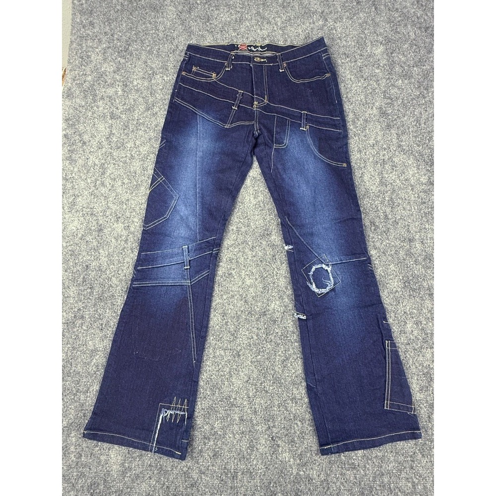 Pepe Jeans London Ilha 61455 Rinse Sandblast Patchwork Flare Jeans Womens 32 NWT